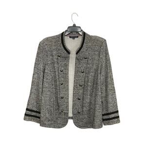 Tommy Hilfiger Women's Marled Military Band Jacket Grey Open Front Size 2X Plus